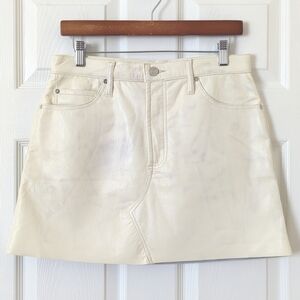 Frame Le High 'N' Tight Recycled Leather A-Line Mini Skirt Cream 30